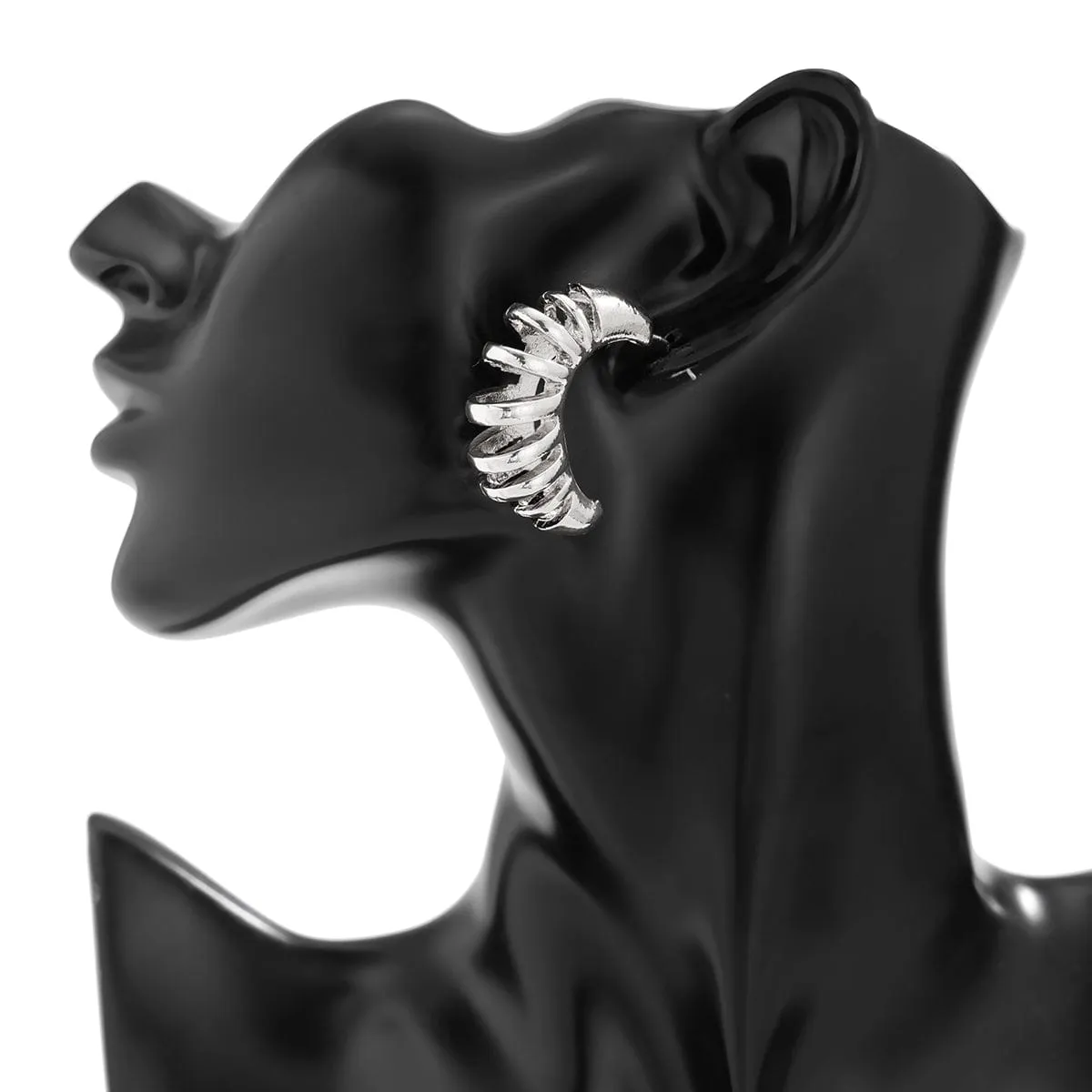 Stylish Gold Silver Plated Hollow C Shaped Earrings
